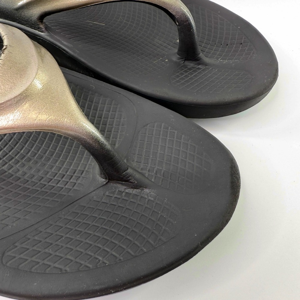OOFOS OOLALA Luxe Thong Flip Flop Sandals Latte 42/US 11 - Picture 8 of 14